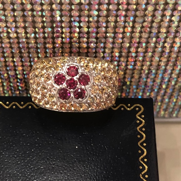 NWOT Sterling Silver Yellow Sapphire & Rhodolite Garnet Ring - Picture 5 of 9